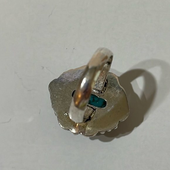 GEMSTONE RING SILVER OVERLAY TURQUOISE SIZE 6.25 - Picture 4 of 6